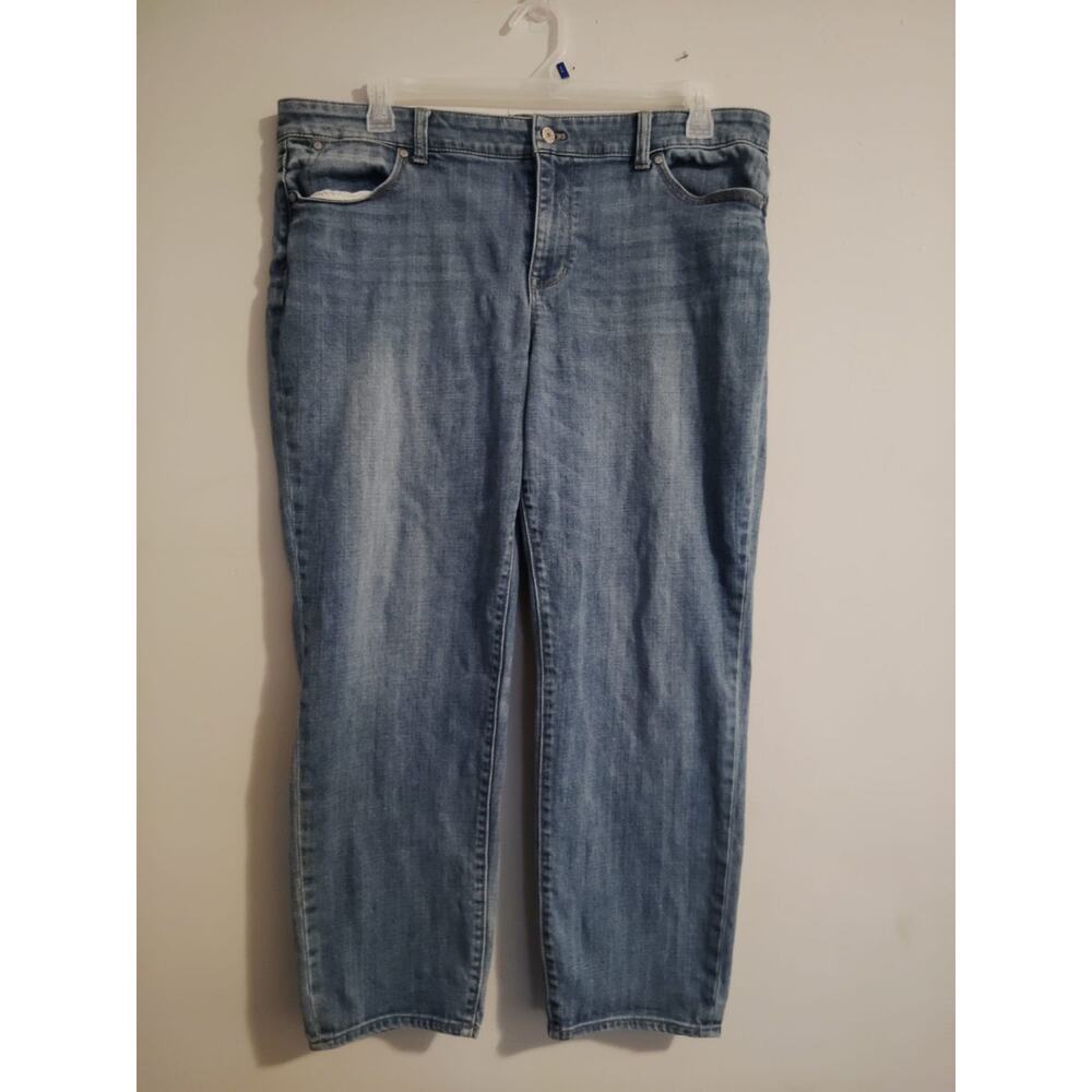 Talbots Woman FLAWLESS FIVE-POCKET Boyfriend‎ JEANS Blue Denim Size 16